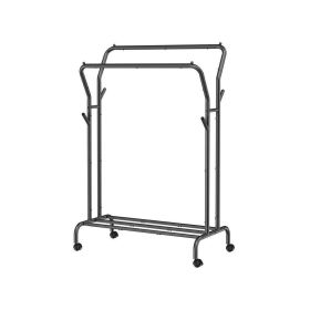 Minimalistic 2 Rod Wheeled Laundry Sorter Clothing Rack in Black Minimalistic 2 Rod Wheeled Laundry Sorter Clothing Rack in Black
